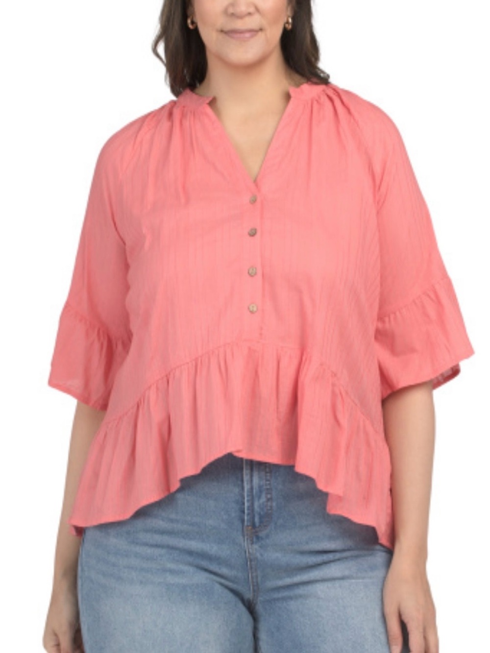NEW Coral 1x Textured Blouse